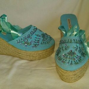 Pierre Dumas Sandals Aqua Beaded 8